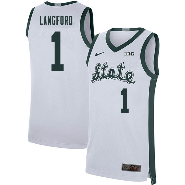 2020 Men #1 Joshua Langford Michigan State Spartans College Basketball Jerseys Sale-Retro